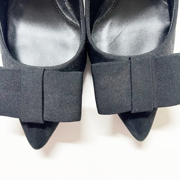 Tory Burch Aria Black Grosgrain Bow Suede Leather Pointed Toe Stiletto Heel 7M - Picture 3 of 13